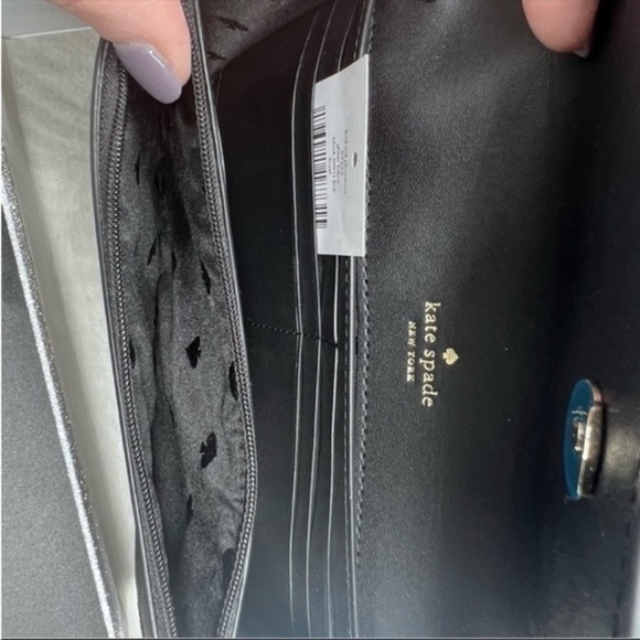 Kate Spade large  black glitter tech phone wallet/ wristlet